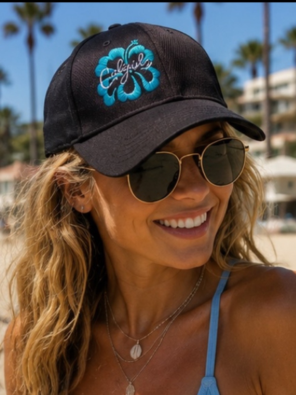 Caligirl Women’s Moisture Wicking Performance Blue Hat, Adjustable Beach Hat,